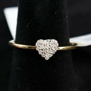 La Soula Yellow Gold Plated, Diamond Heart, Ring - H/I Size 7